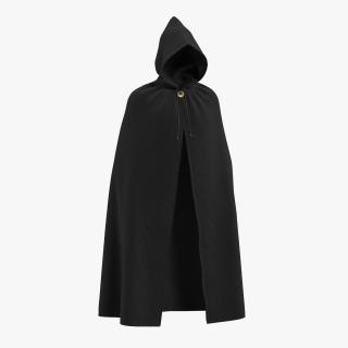 Black Cloak or Cape with Hood 3D model