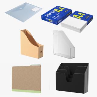 3D model Paper File Holders with Paper Pack Collection