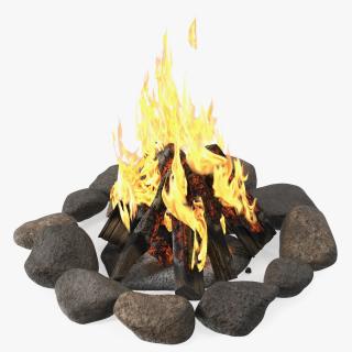 3D Bonfire in a Circle of Stones 2