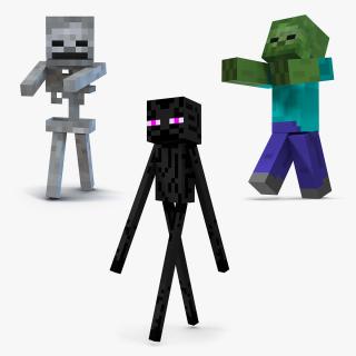 3D Minecraft Characters Rigged Collection model