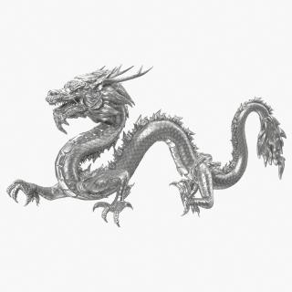 3D Silver Chinese Dragon Statue model