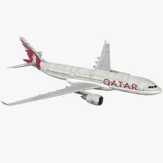 3D model Airbus A330-200 Qatar Airways Rigged for Cinema 4D