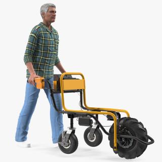 3D Elderly Man Motorized Electric Wheelbarrow Frame model