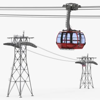 Peak 2 Peak Gondola Lift Cabin Towers 3D