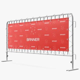 Crowd Control White Barricade Fence Banner 3D