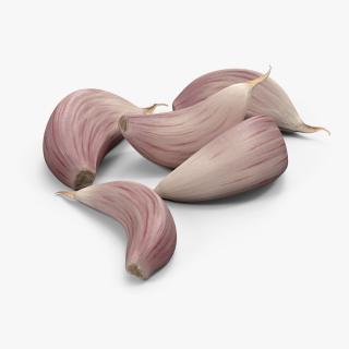 Five Garlic Cloves White 3D model