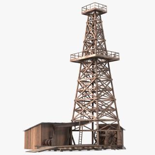 Old Wooden Oil Derrick 3D