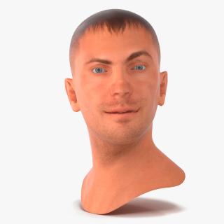 Caucasian Adult Male Head Rigged 3D