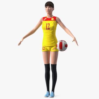 Young Chinese Woman Volleyball Player T-pose 3D model