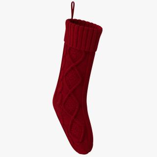 3D Knitted Christmas Stocking in Red model