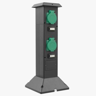 Garden Energy Column with 4 Socket 3D model