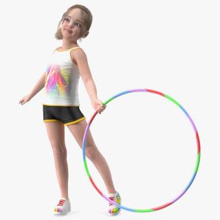 Sport Style Girl Child with Hoop Rigged 3D model