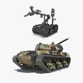 3D Rigged Military Robots Collection model