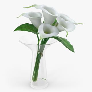 Calla Lilies Bouquet in Glass Vase 3D model