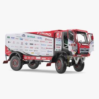 3D Dakar Truck Hino Lights On Rigged model