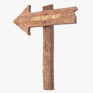 Old Wooden Arrow Signpost Mockup 3D