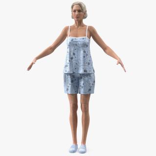 3D model Elderly Woman in Pijama T Pose