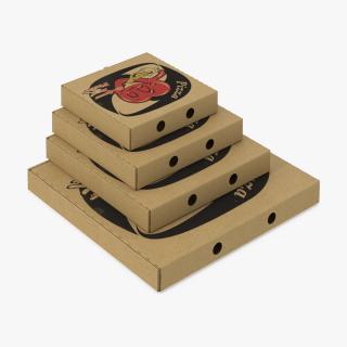 3D Stacked Pizza Boxes with Custom Logo