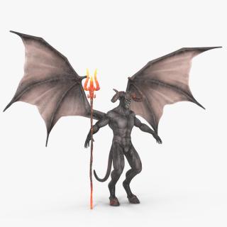 Devil Character with Trident Rigged for Cinema 4D 3D model