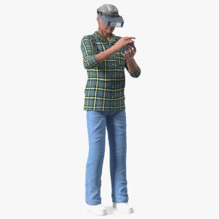 Man Repairing Mechanism with Optivisor Glass Binocular 3D model