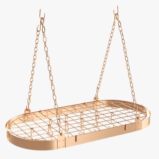 Chain Suspended Hanging Pot Rack Copper 3D model