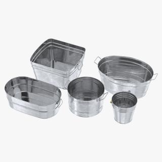 3D model Galvanized Metal Container Set