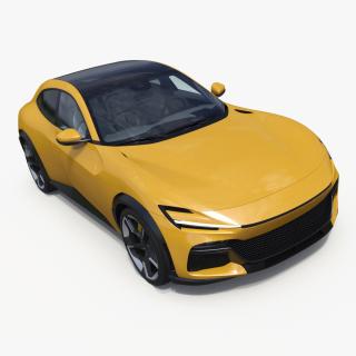 3D Crossover Sports Car Yellow Simplified model