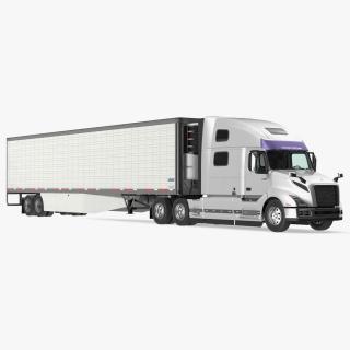 3D model Volvo VNL 860 Truck with Vanguard Reefer Trailer Rigged