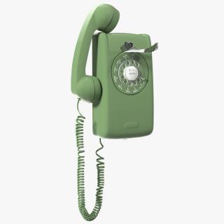 3D model Vintage Landline Rotary Wall Phone Green