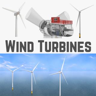 3D Wind Turbines and Wind Turbine Inside Collection model