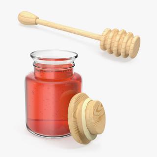 3D Jar of Honey with Honey Dipper Collection