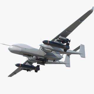 Twin-Boom Unmanned Combat Aerial Vehicle Rigged 3D