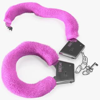 Unfastened Pink Handcuffs Fur 3D model