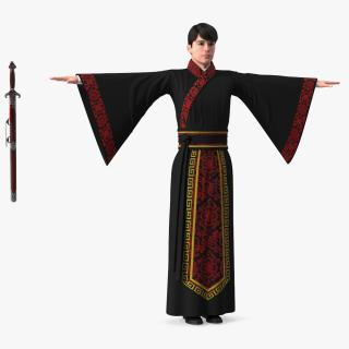 Traditional Chinese Man Rigged for Cinema 4D 3D model