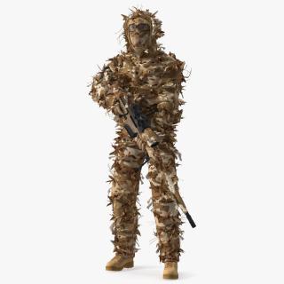 Soldier with Weapon in Desert Camo 3D model