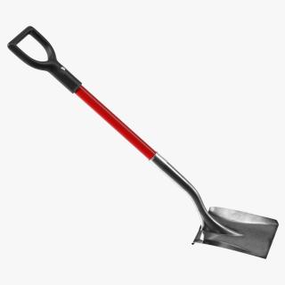 Square Point Shovel with Red Shaft 3D model