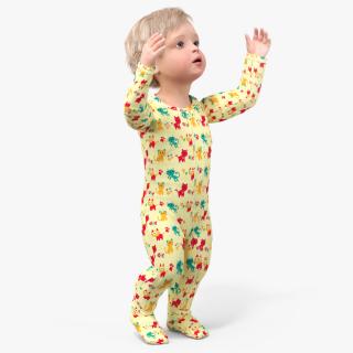 3D Toddler Aged 1 Year in Pajamas Rigged for Maya