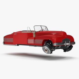 Hover Retro Car Red New Rigged for Maya 3D model