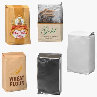 Wheat Flour Paper Bag 2lb Set 3D model