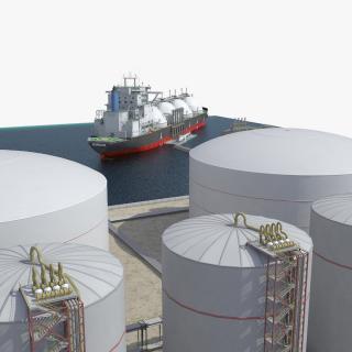 3D LNG Export Terminal with Gas Carrier Ship