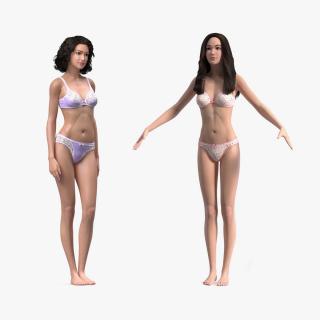 3D Rigged Asian Women in Lingerie Collection