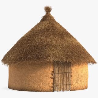 3D African Round Clay House Fur model