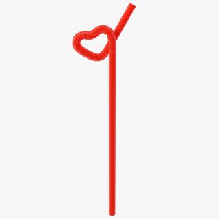 Drinking Straw Heart Shaped 3D