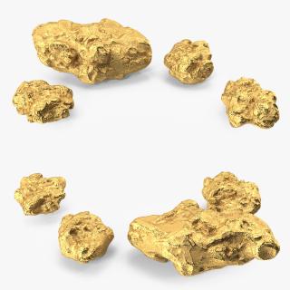 Gold Natural Minerals Big Stones 3D