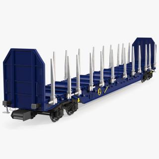 Four Axled Stake Wagon Empty New 3D