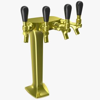 3D model Four Tap Brass Beer Tower