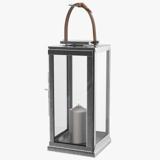 3D model Stainless Steel Lantern with Candle