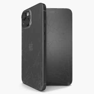 3D IPhone 15 Plus Black Cracked model