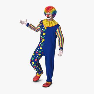 3D Circus Clown Costume Standing Pose Fur model