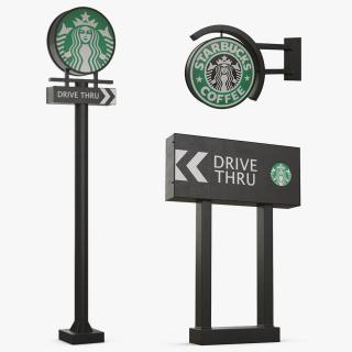 3D Starbucks Signs Collection